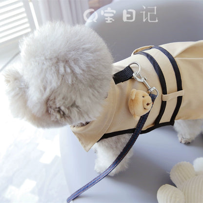 Pet Cat Small Size Dogs Bichon Poodle Dog Clothes Spring and Summer Clothes Autumn and Winter Clothes Trendy Windbreaker Can Be Equipped with Hand Holding Rope