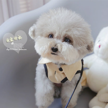 Pet Cat Small Size Dogs Bichon Poodle Dog Clothes Spring and Summer Clothes Autumn and Winter Clothes Trendy Windbreaker Can Be Equipped with Hand Holding Rope