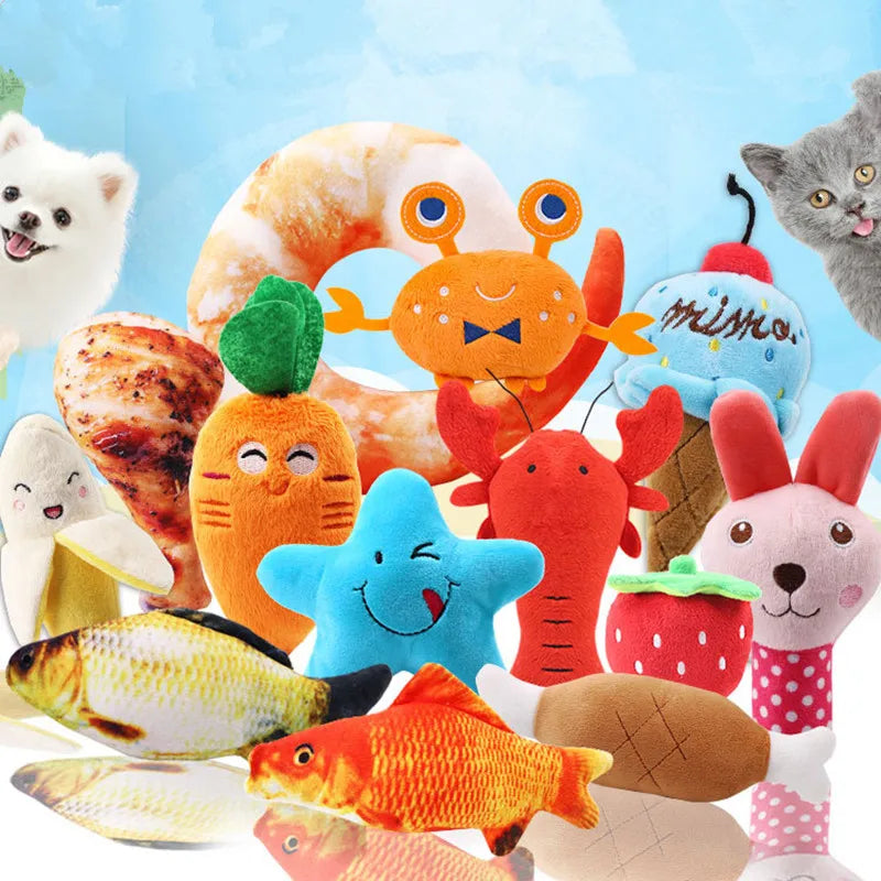 1Pc Pet Toys Fruit Animals Cartoon Dog Toy Stuffed Squeaking Cute Plush Puzzle for Dogs Cat Chew Squeaker Squeaky Toy