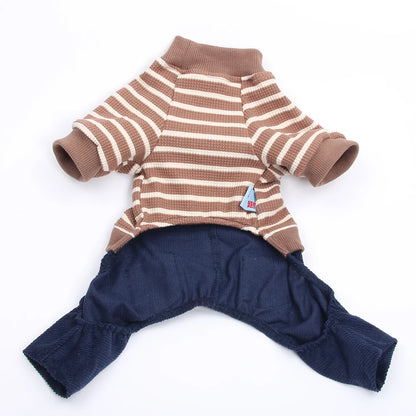 Dog Cat Jumpsuit Sweater Striped Design Pet Puppy Coat Jacket Autumn/Winter Clothes Overalls