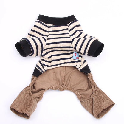 Dog Cat Jumpsuit Sweater Striped Design Pet Puppy Coat Jacket Autumn/Winter Clothes Overalls