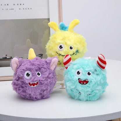 1PC Pets Monster Plush Toys Squeaky Dog Chew Balls 2 In1 Funny Puppy Ball Electronic Toy For Puppy Entertainment Intelligence