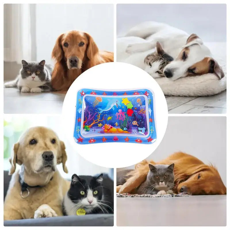 Water Play Mat For Cats Water Mat For Cat And Dog Thickened Water Sensory Playmat With Fish For Pet Play Water Sensory Pad For