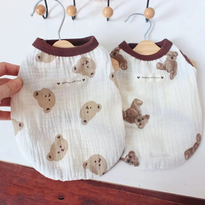 Pet Bear Vest Dog Cat Home Home pajamas Spring Summer Costume for Teddy Bulldog Soft Breathable Home pajamas