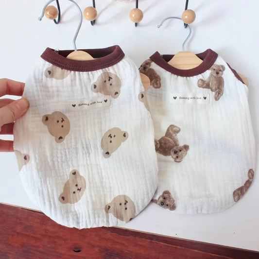 Pet Bear Vest Dog Cat Home Home pajamas Spring Summer Costume for Teddy Bulldog Soft Breathable Home pajamas