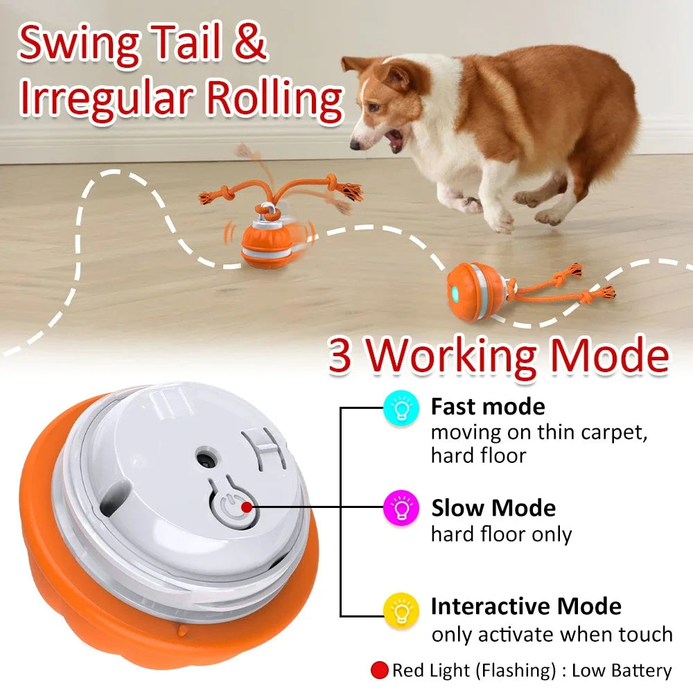 Smart Dog Toy Ball Motion Activated Interactive Small Dog Toys Rotating Teaser Ball Pet Puppy Cleaning Teeth Chew Toys Knot Rope