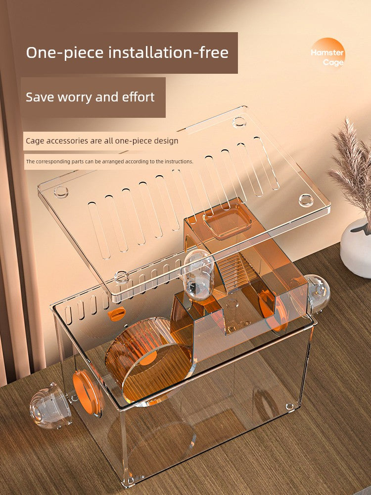 Transparent Double-Layer Oversized Luxury House Feeding Box Cage