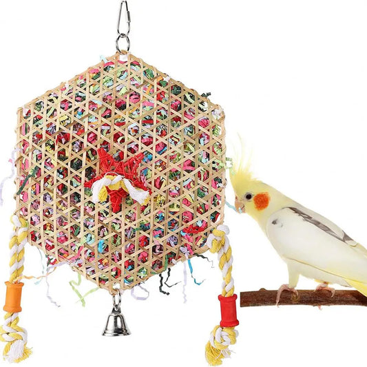 Hexagonal Bird Foraging Shredding Toy Bird Toys for Parrot Conure Accessories Perch and Budgie Parakeet Toy Paper Tube Toy